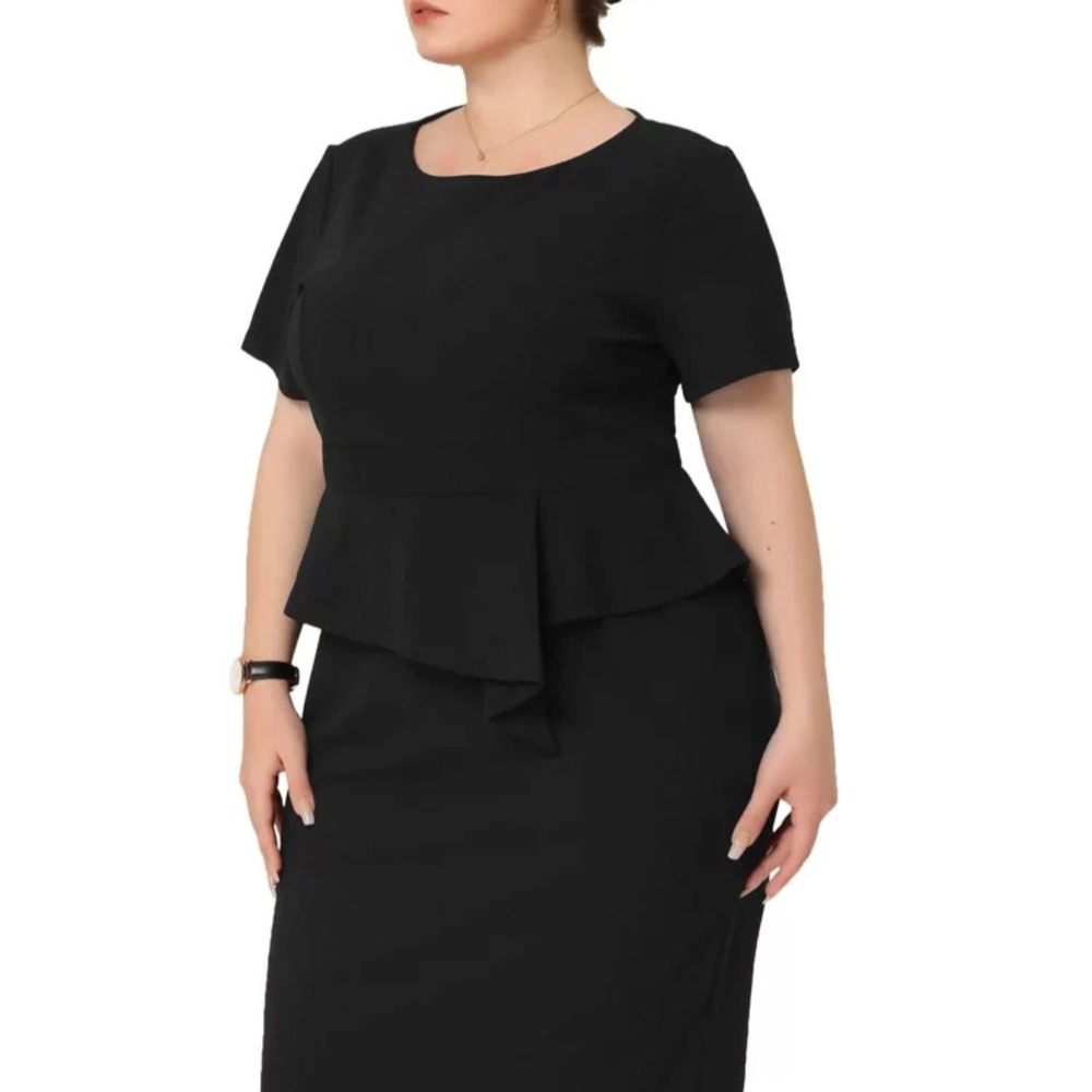 NWT Agnes Orinda Black Ruffle Sheath Dress Size 2X